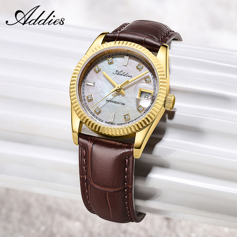 Luxury Watch Leather - Addies 585 Quartz Woman's Watch 28mm