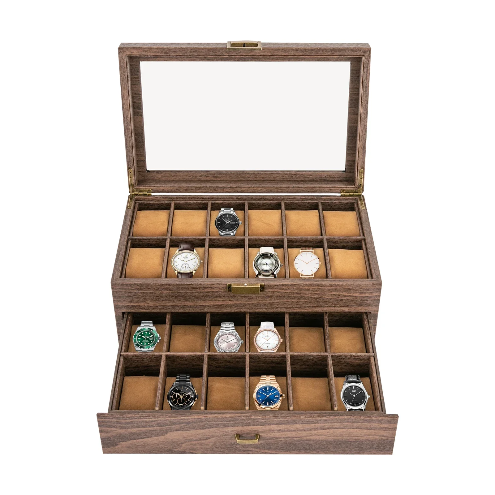 Luxury Watch Tier - Luxury 2-Tier Wooden Watch Display Organizer