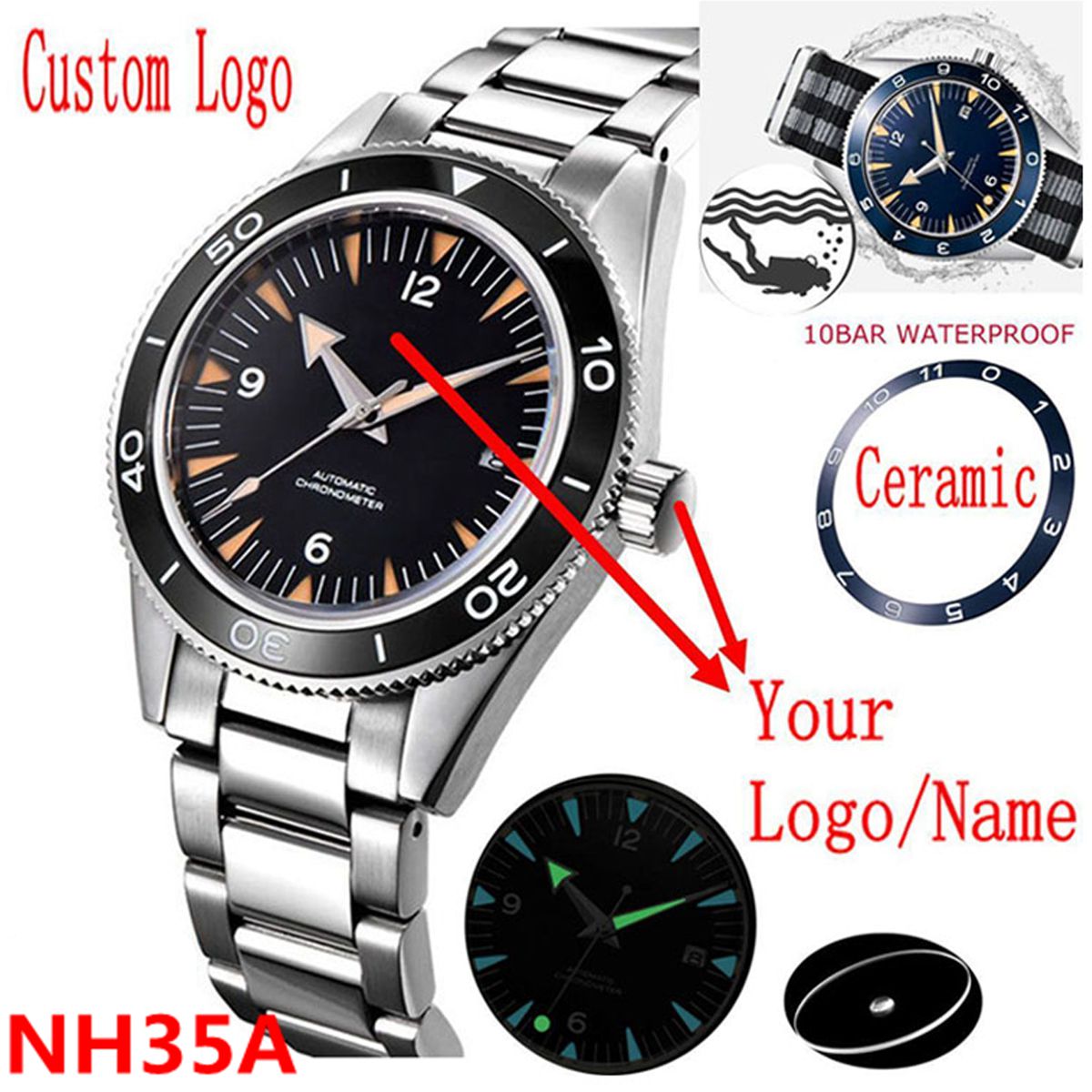 Custom Logo NH35 Movement Watc - Luxury Watch Display review and price