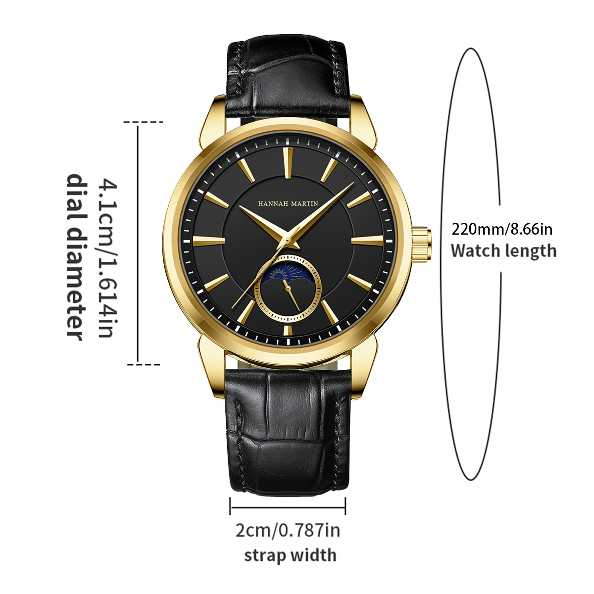 Hannah Martin Men Multi functi - Luxury Watch All Black review and price
