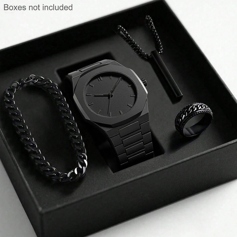 2026 Mens Light Luxury Quartz  - Luxury Watch All Black review and price
