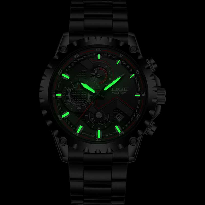 LIGE Top Brand Luxury Mens Fas - Luxury Watch All Black review and price