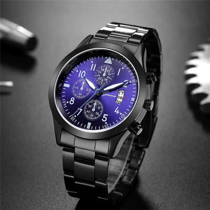 Geneva Watches Men Luxury Men  - Luxury Watch All Black review and price